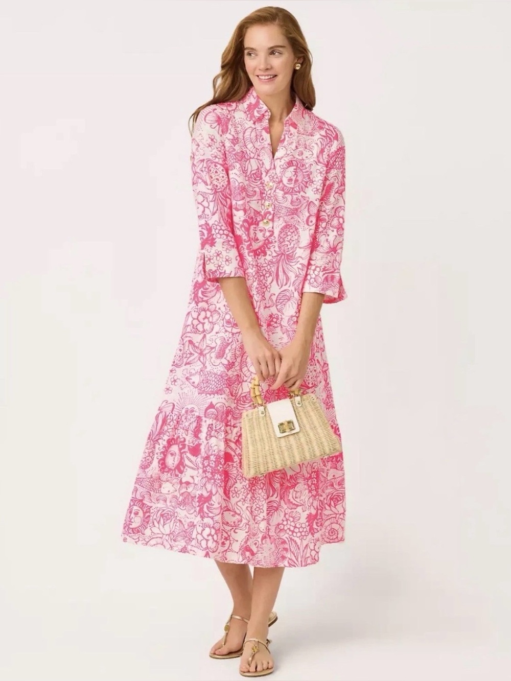 New Lilly Pulitzer Alora Maxi Dress Cherry Blossom Pink Fleur De Lilly XL